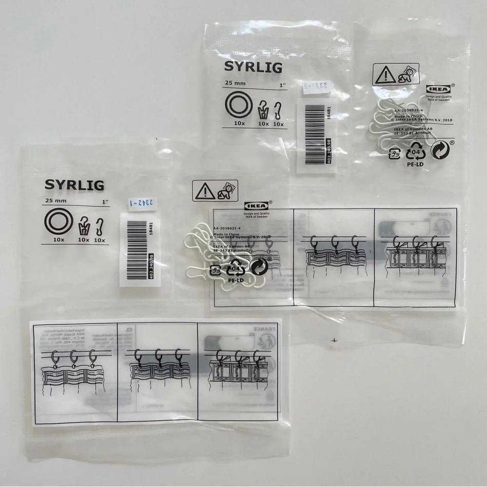 20 IKEA SYRLIG Curtain hooks, white